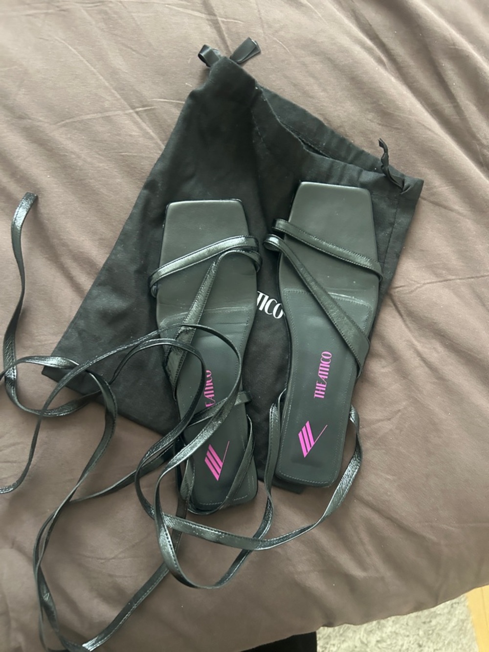 ATTICO patent leather lace up sandals 39.5